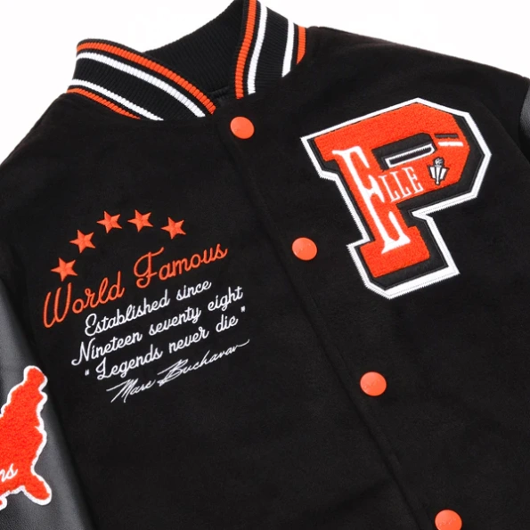 Pelle Pelle World Famous MB Varsity Black Orange Jacket
